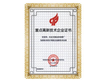 重點高新技術企業證書